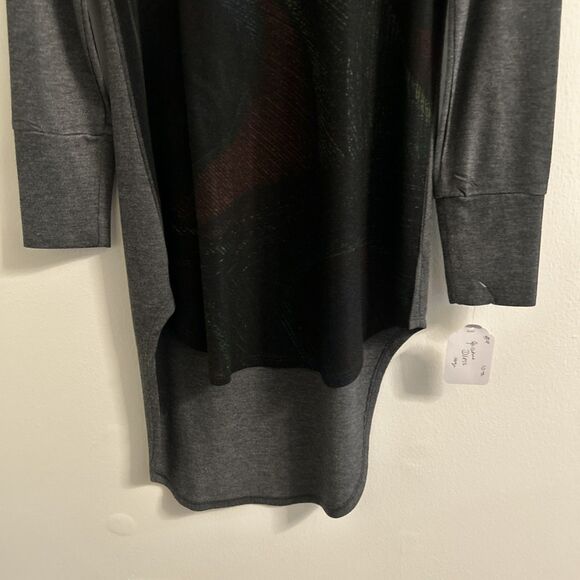 GO Couture Black Gray Cowl Neck Tunic Dress Long Sleeve Hi Lo Women’s Large NWT - Picture 5 of 8